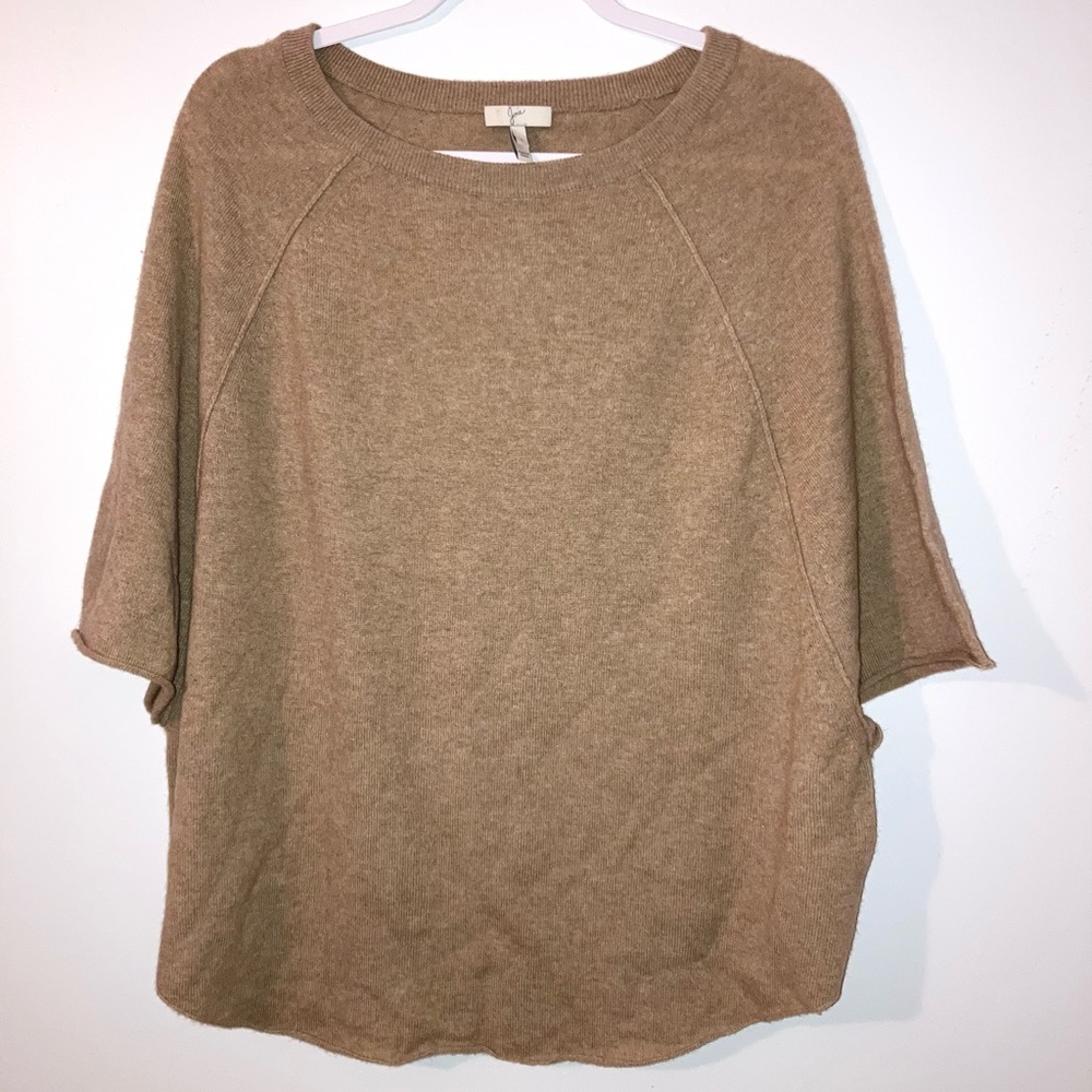 Joie | Beige Wool Cashmere Short Sleeve Poncho Sweater Size S